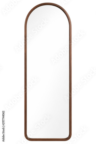 Arched bronze floor mirror with elegant contemporary minimalist frame