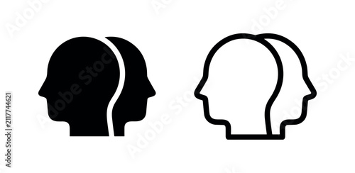 Canvastavla Two human heads icon representing collaboration, communication or dual personali