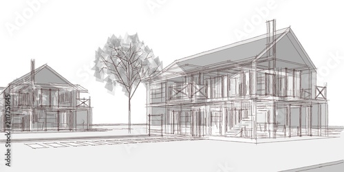  traditional house 3D illustration sketch 