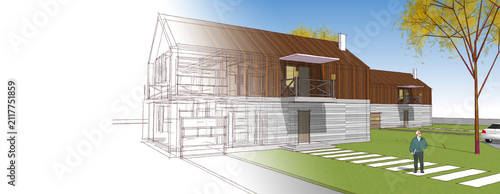  traditional house 3D illustration sketch 