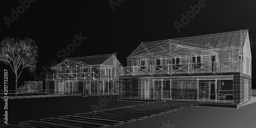  traditional house 3D illustration sketch 