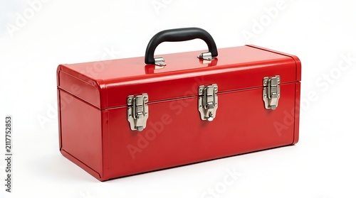 Red toolbox isolated on white background for repair and maintenance projects
