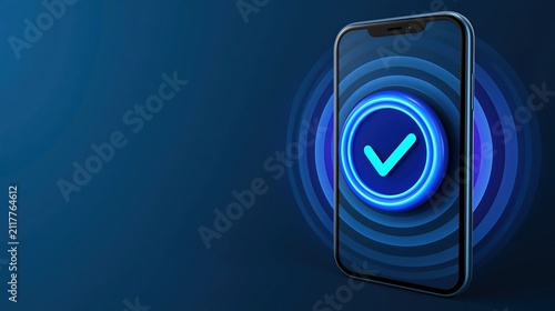 Passwordless authentication concept with smartphone and verification checkmark