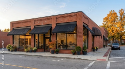 Exterior of a small business building from an angle view.