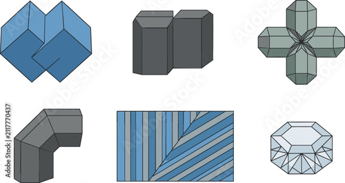 Canvastavla Mineralogy Crystal Twinning Vector Set Featuring Carlsbad Twin Penetration Macle