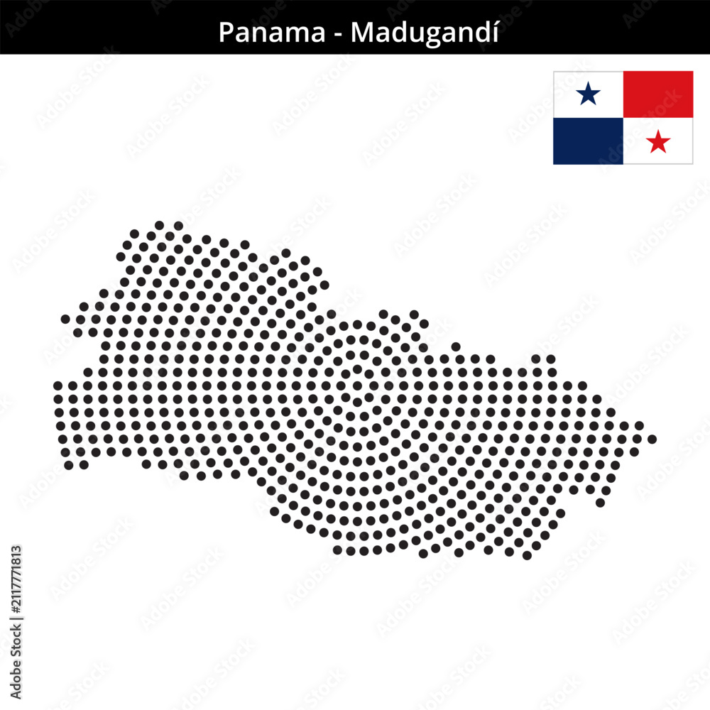 Fototapeta premium Map of Panama region Madugandí in concentric medium dots