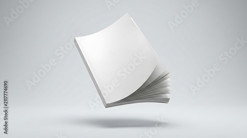 Blank white magazine or book mockup floating in the air for professional branding and design display. magazine mockup psd