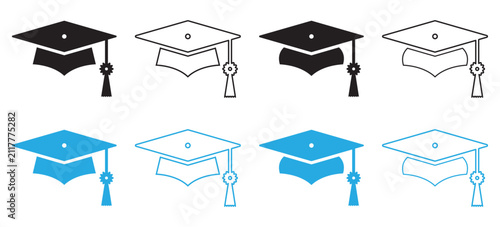 Fotografie Graduation cap icon vector with mortarboard hat for academic education symbol