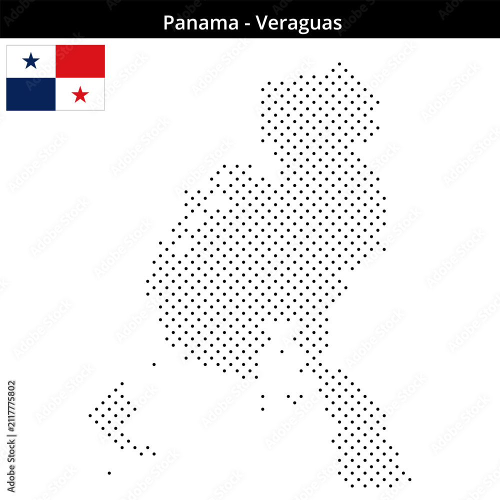Obraz premium Map of Panama region Veraguas in small cross shaped dots
