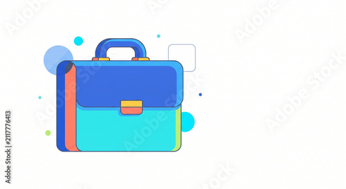 Business Briefcase Portfolio and Work Case Flat Vector Illustration Icon