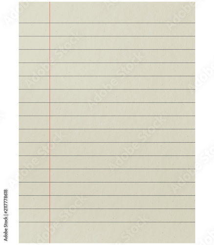 Obraz na plátne Lined Paper Background: A sheet of lined paper with a red margin stripe, perfect for notes, writing, or as a graphic element