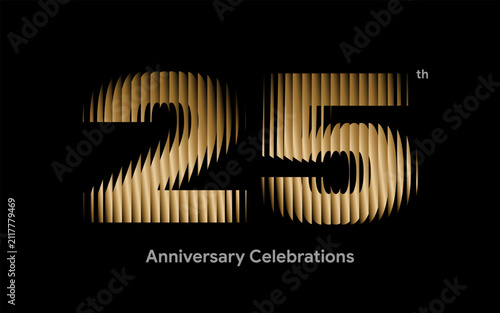 Logo design for the 25th anniversary with a ribbed glass visual effect for the celebration event. Emblem with the number 25.