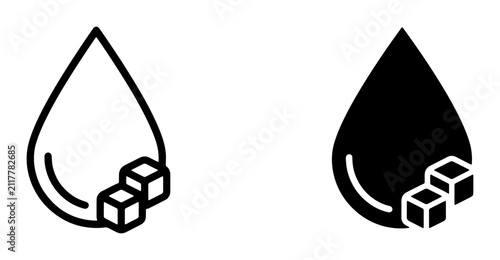 Cuadro en lienzo Sweetener Icons, Sugar Cubes and Droplet Symbols, Sweet Taste Vector Graphics, D
