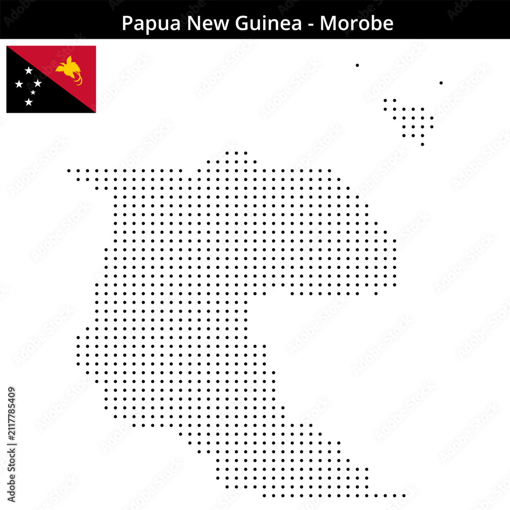 Obraz premium Map of Papua-New-Guinea region Morobe in small size dots
