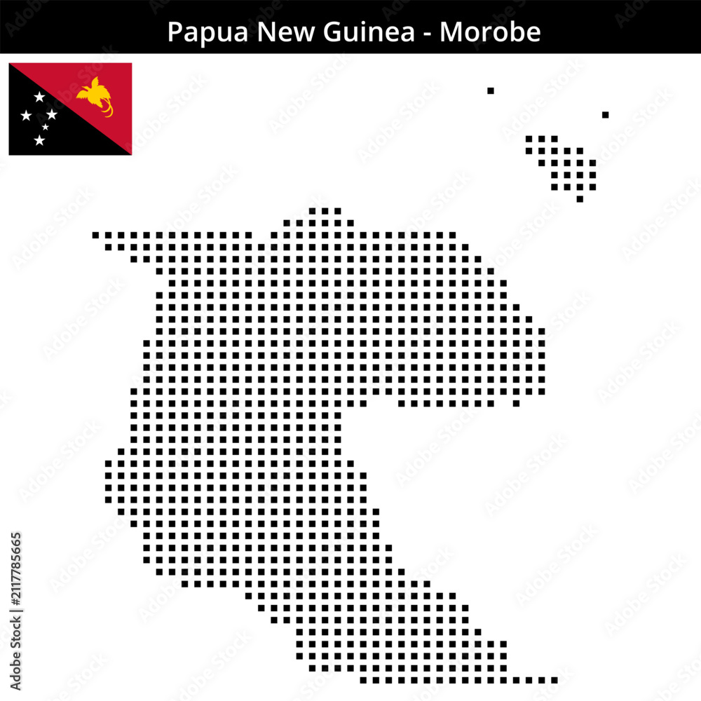 Obraz premium Map of Papua-New-Guinea region Morobe in medium size square dots