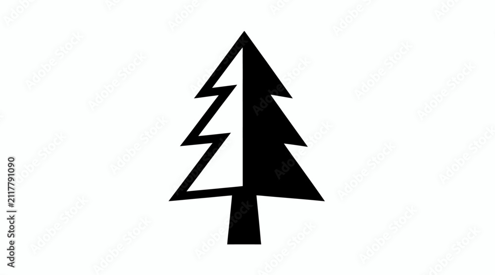 Fototapeta premium Black pine tree silhouette vector icon.