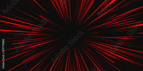 Abstract red light speed zoom on black background technology vector illustration.