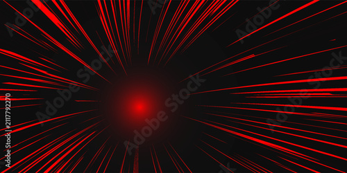 Abstract red light speed zoom on black background technology vector illustration.