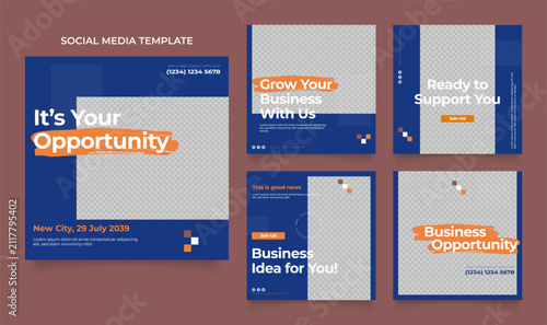 Canvastavla blue orange color social media post template for digital marketing and sale promo
