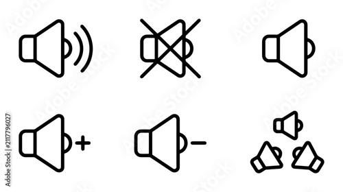 Картината върху платно Volume Control Icons Set, Sound Speaker Symbols Collection, Audio Level Indicato