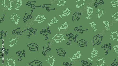 Animated Education Icons Pattern Green Background Learning Symbols Motion Graphic