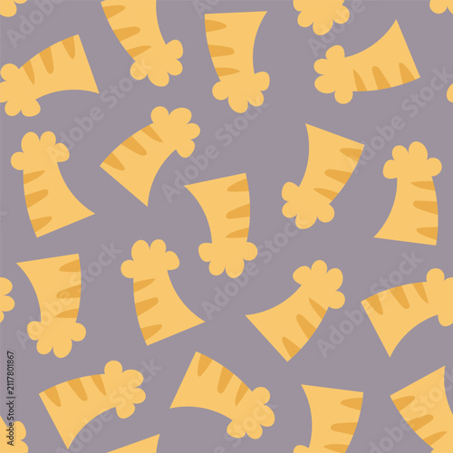 Seamless Orange Cat Paw Pattern for International Cat Day and Veterinary Care