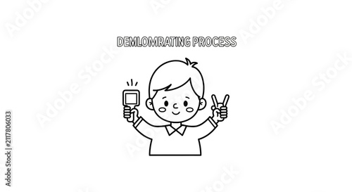 Boy holding up a smartphone.