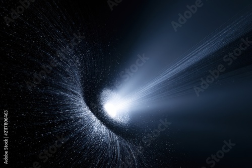 Luminous Ai Core Absorbs Conversation Streams and Emits Ordered Beams in Dark Atmosphere With Particles Spiraling Inward