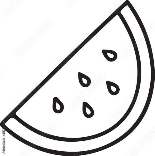 Line Art Watermelon Slice Isolated