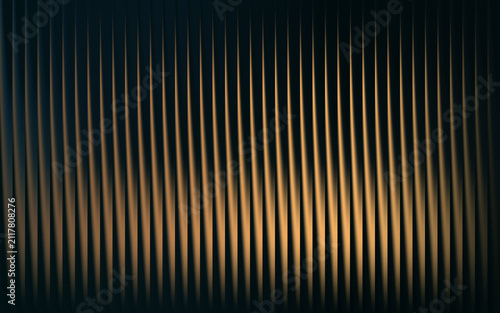 Abstract dark luxury fluted glass texture with warm golden vertical line ribbed pattern background