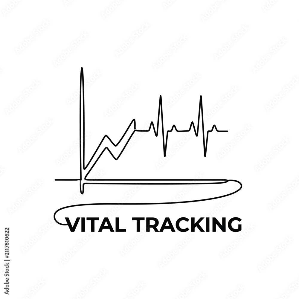 Naklejka premium Line drawing of electrocardiogram waveform with horizontal line and text on a white background cardiogram ecg ekg heartbeat pulse