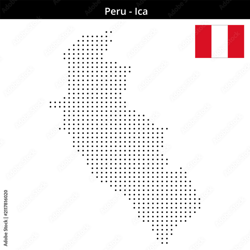 Obraz premium Map of Peru region Ica in small size dots