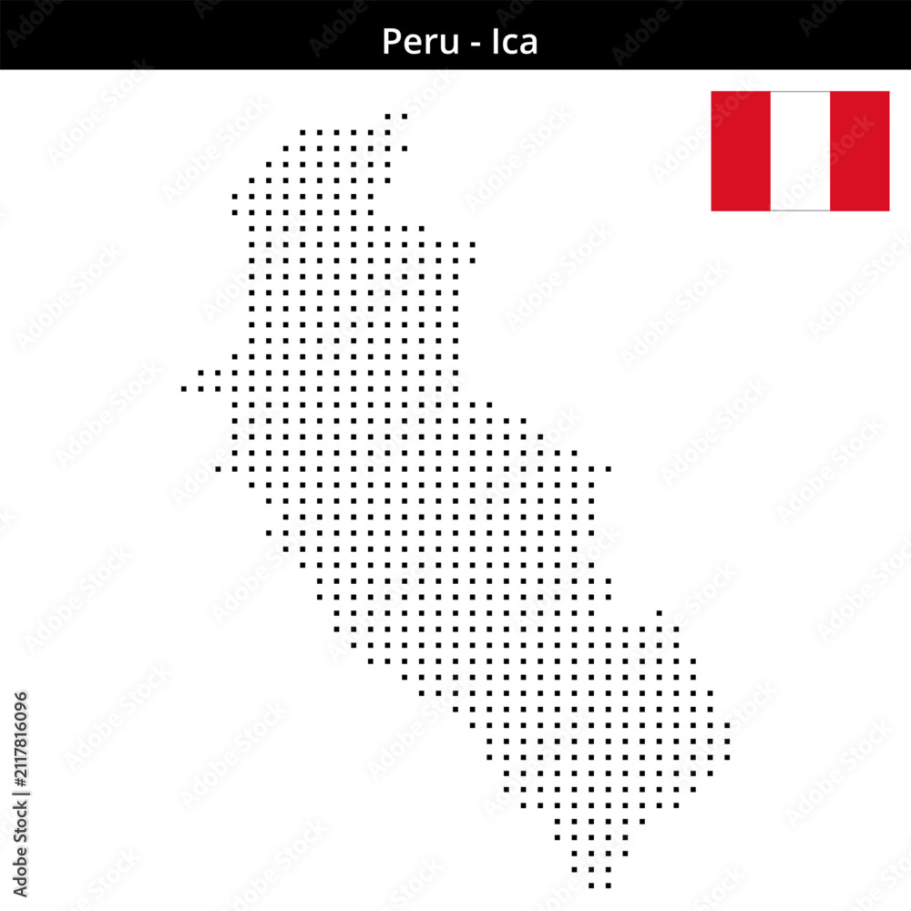 Obraz premium Map of Peru region Ica in small size square dots