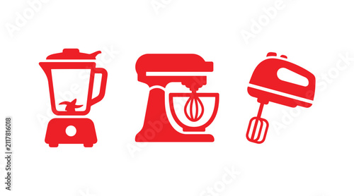 Kitchen mixers and blending appliances icon set with appliance preparation electric equipment blending culinary machines kitchenware houseware graphics domestic