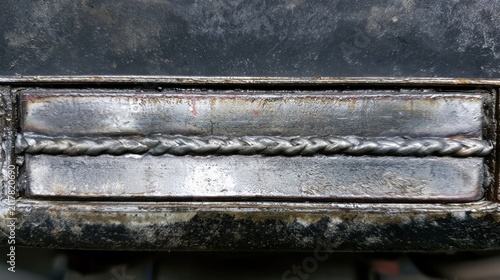 New Welded Steel Patch Fits Into Car Floor Showing Clean Weld Beads in Contrast With Old Metal