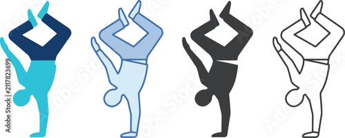 Картината върху платно Breakdancer Silhouette Icon Set illustration four