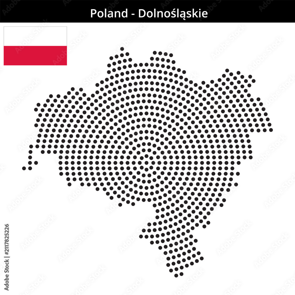 Fototapeta premium Map of Poland region Dolnośląskie in concentric medium dots