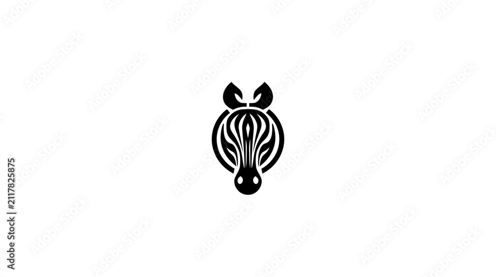 Obraz premium Minimalist zebra head icon for wildlife branding.