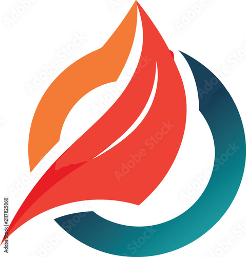 Abstract circular logo design with a colorful leaf shape isolated on transparent background, Vector