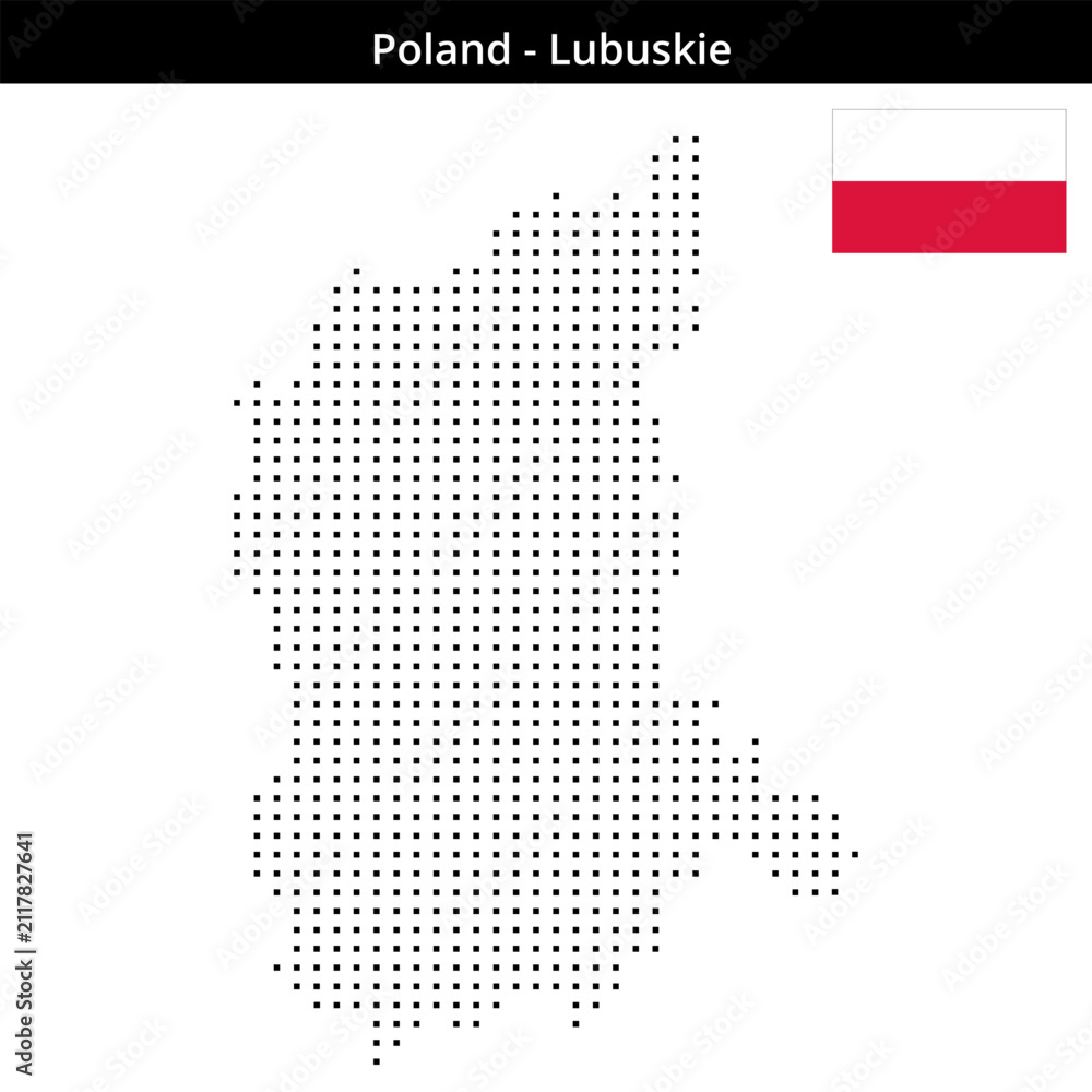 Obraz premium Map of Poland region Lubuskie in small size square dots