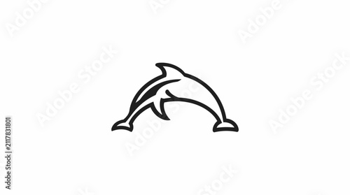 Foto Minimal line art illustration of a jumping dolphin.