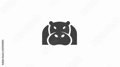 Quadro su tela Minimalist black hippo head silhouette icon.