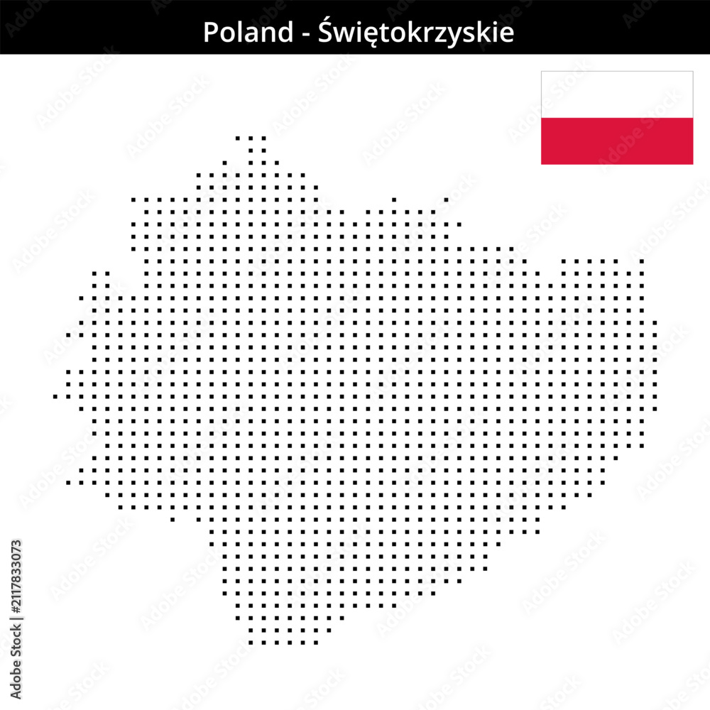 Fototapeta premium Map of Poland region Świętokrzyskie in small size square dots