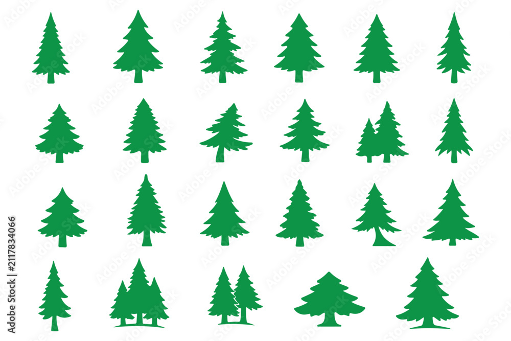 Obraz premium set of pine forest icon elements collection.