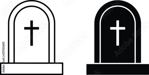 Religious christian grave monument vector illustration