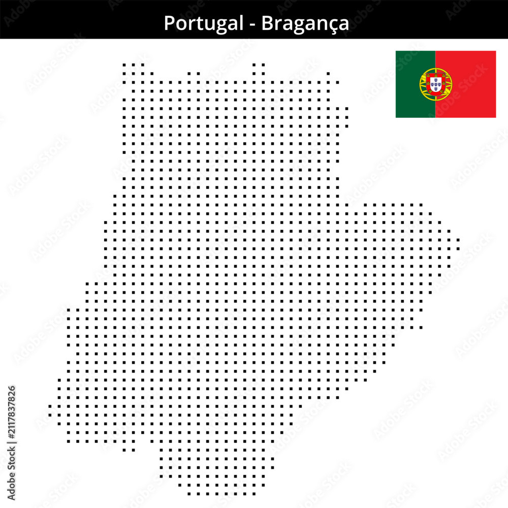 Obraz premium Map of Portugal region Bragança in small size square dots