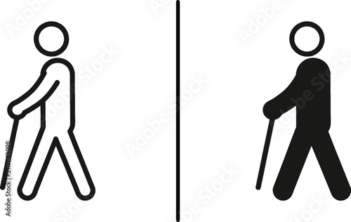 Canvastavla People blind man walking stick vector icon for visually impaired accessibility g