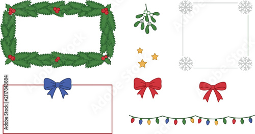 Christmas holiday frame and decorative elements vector set collection