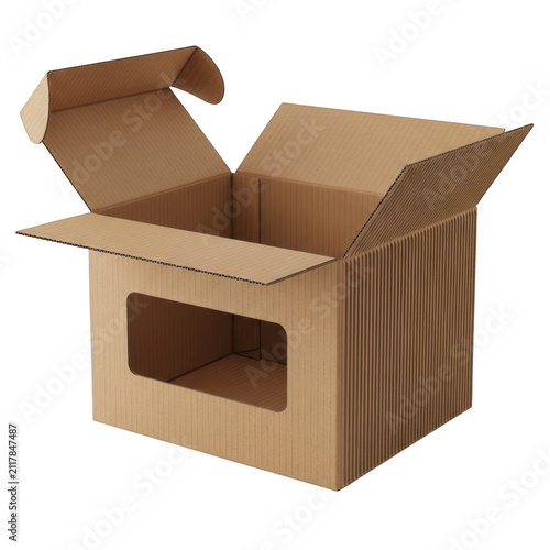 Open cardboard box with a small empty space inside