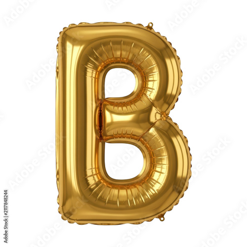 Shiny gold foil letter b in a decorative style